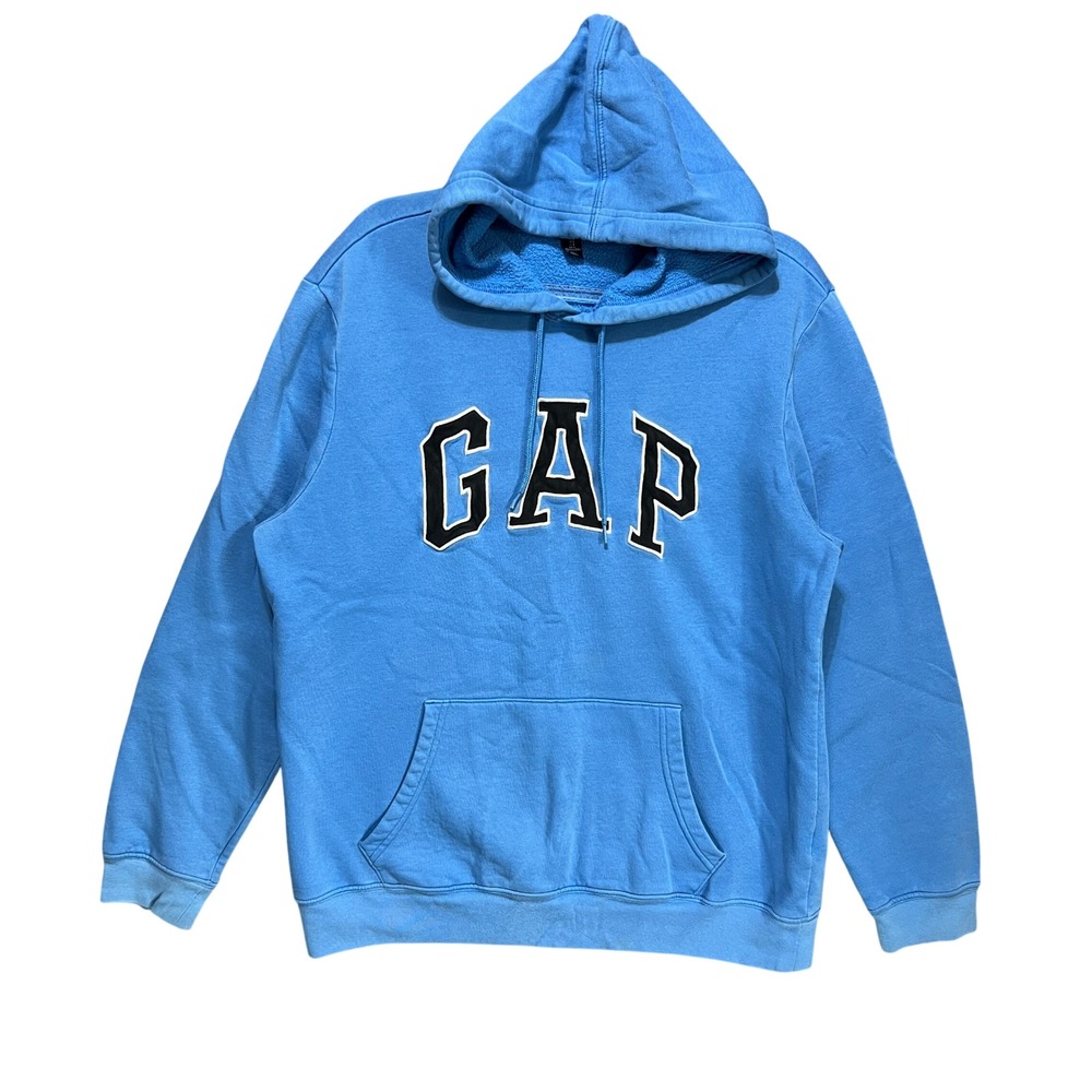 Gap Regal Blue Fleece Arc Logo Hoodie Sweatshirt Large Preppy Casual Oersized